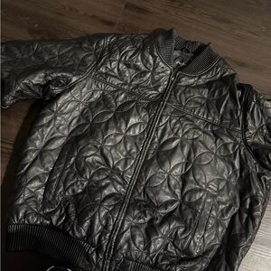 Sean John Black Textured Leather Jacket
